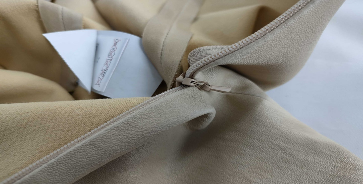 BALENCIAGA Lamb Leather Pants Beige Size 38 Genuine Leather Zip Hem