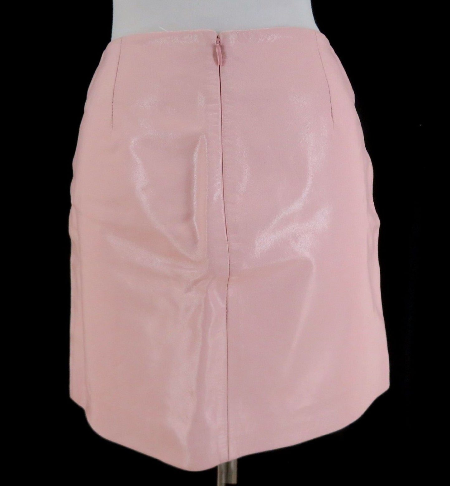 CELINE Y2K Pink Mini Skirt Size 36 Lamb Leather Trim Womens