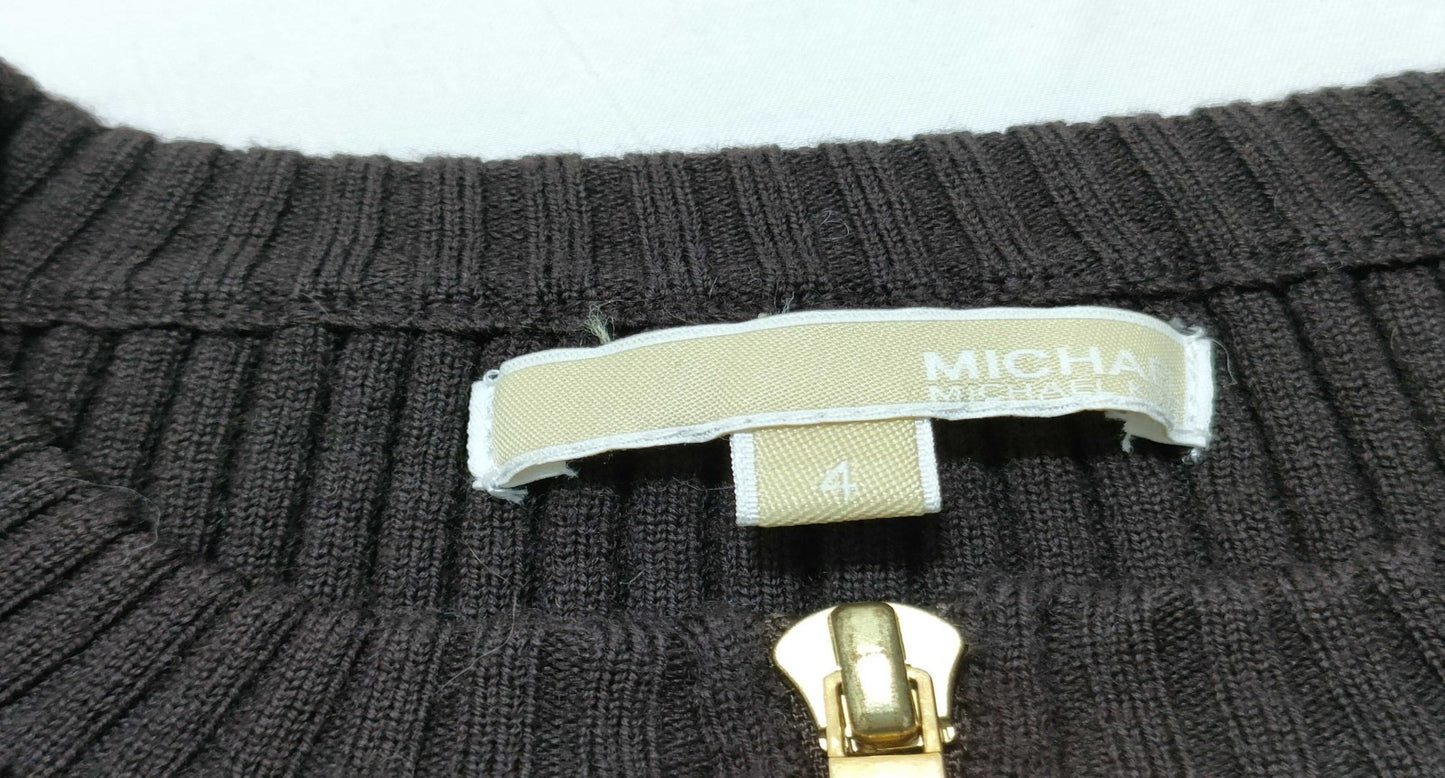 Michael Kors Half Zip Rib Knit Sweater Brown Women’s