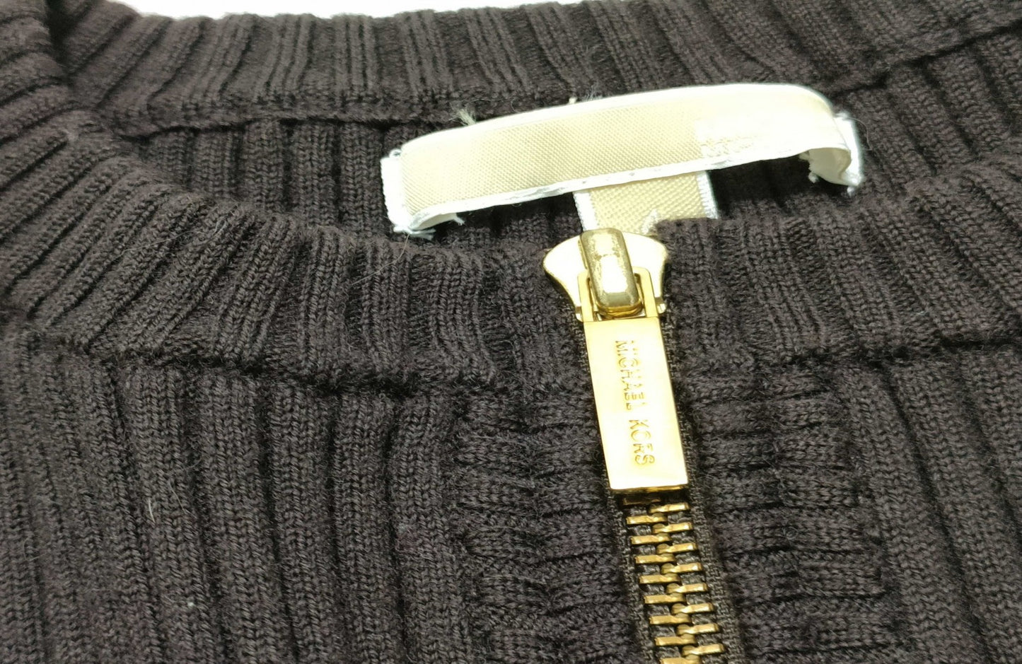 Michael Kors Half Zip Rib Knit Sweater Brown Women’s