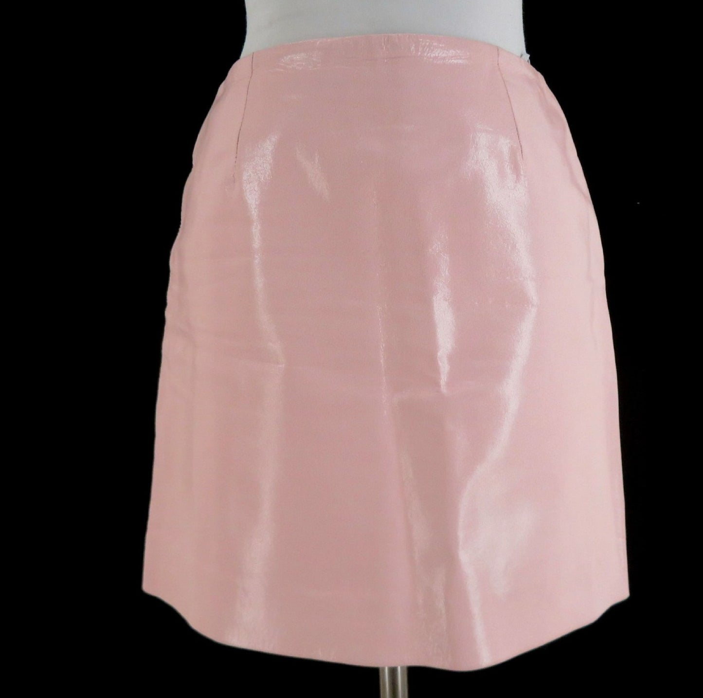 CELINE Y2K Pink Mini Skirt Size 36 Lamb Leather Trim Womens