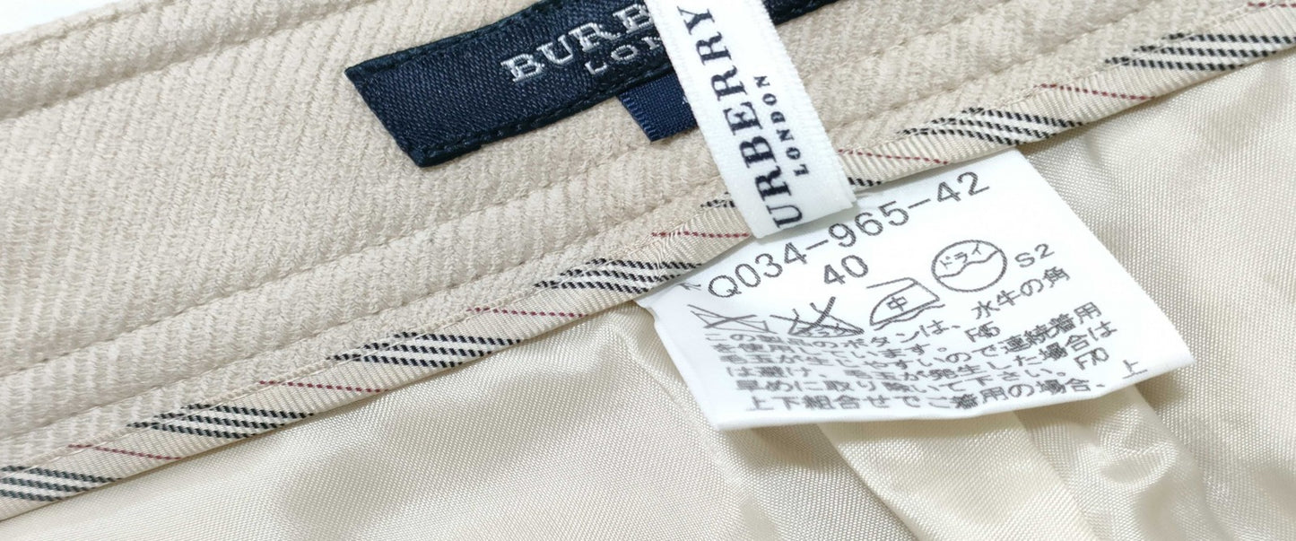 BURBERRY LONDON Women’s Pants Size 40 Ivory Cotton Stretch Trousers Japan Made