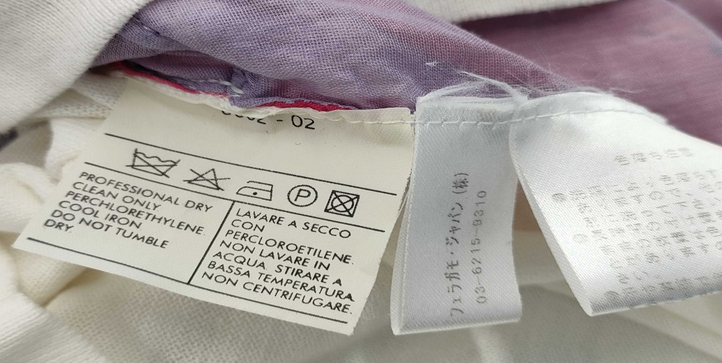 Salvatore Ferragamo Floral Print Sleeveless Top V-Neck Cross Design Cotton Made in Italy Size L