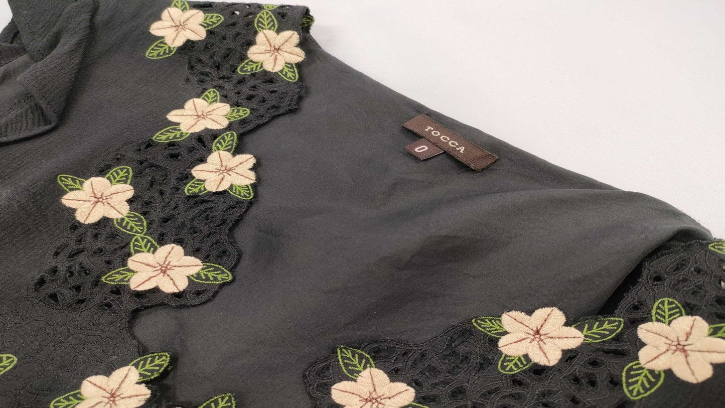 TOCCA Women’s Dress Black Embroidered Lace Side Zip Size 0