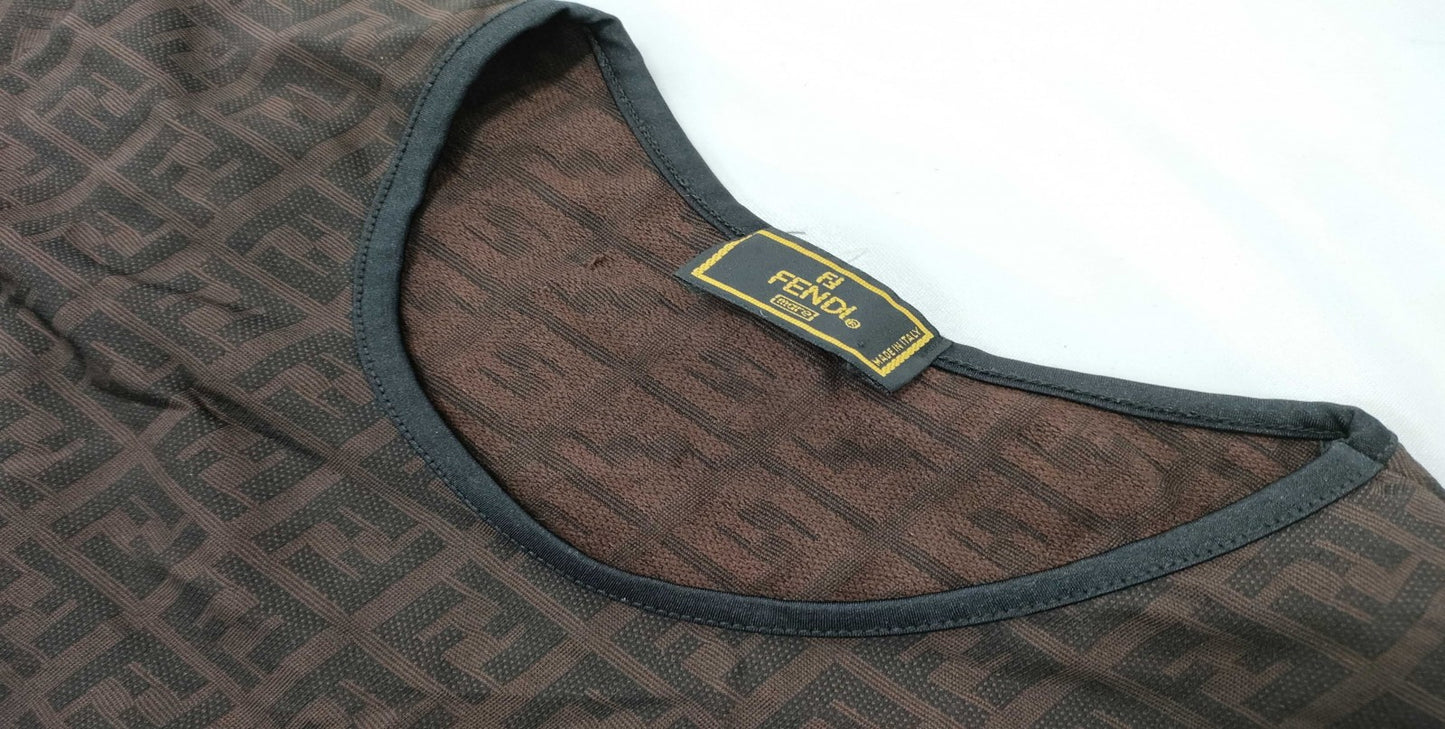 FENDI Zucca Pattern Short Sleeve T-Shirt Brown