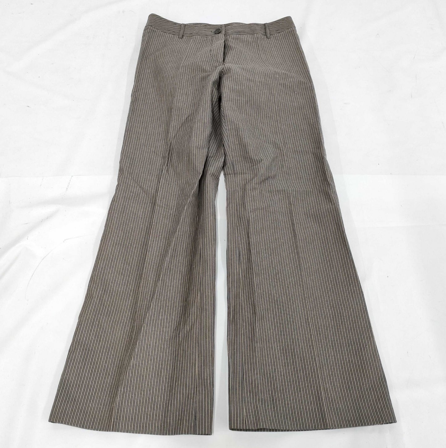 Max Mara Pants Size 40 Striped Cotton Ramie Blend Wide-Leg Flare