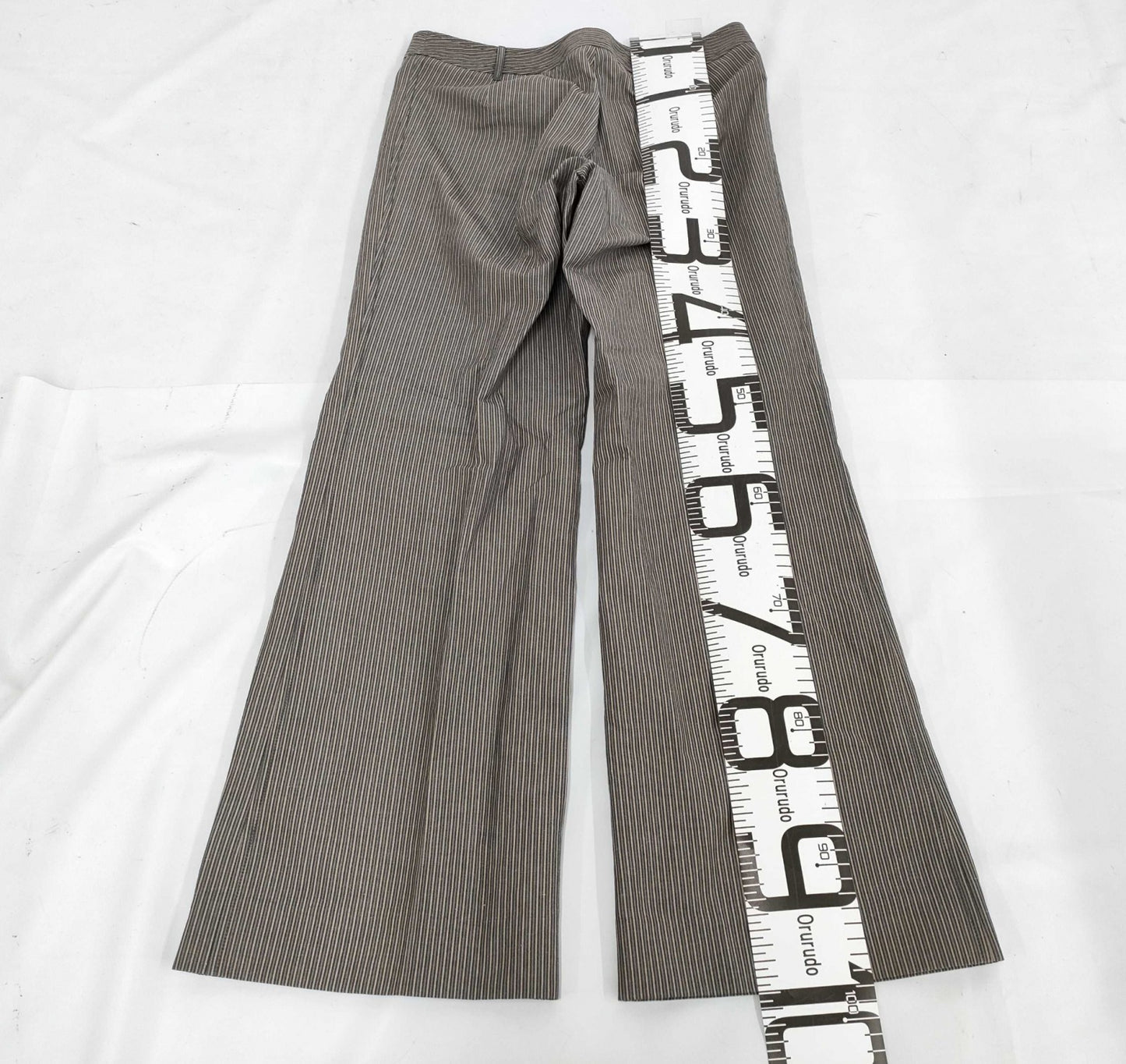 Max Mara Pants Size 40 Striped Cotton Ramie Blend Wide-Leg Flare