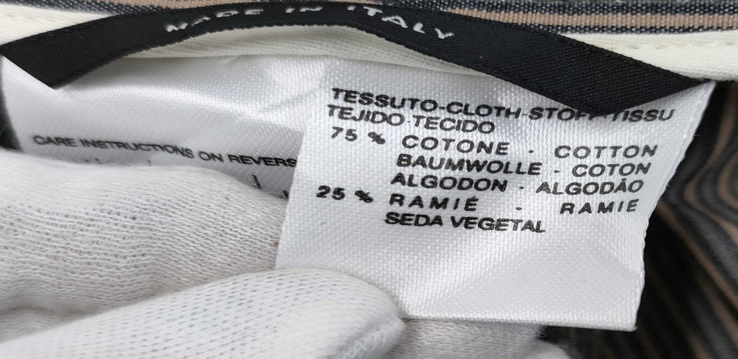 Max Mara Pants Size 40 Striped Cotton Ramie Blend Wide-Leg Flare