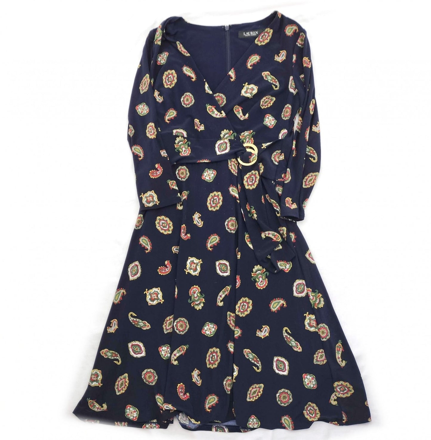 Lauren Ralph Lauren Women’s Paisley Dress Navy Long Sleeve Size 2
