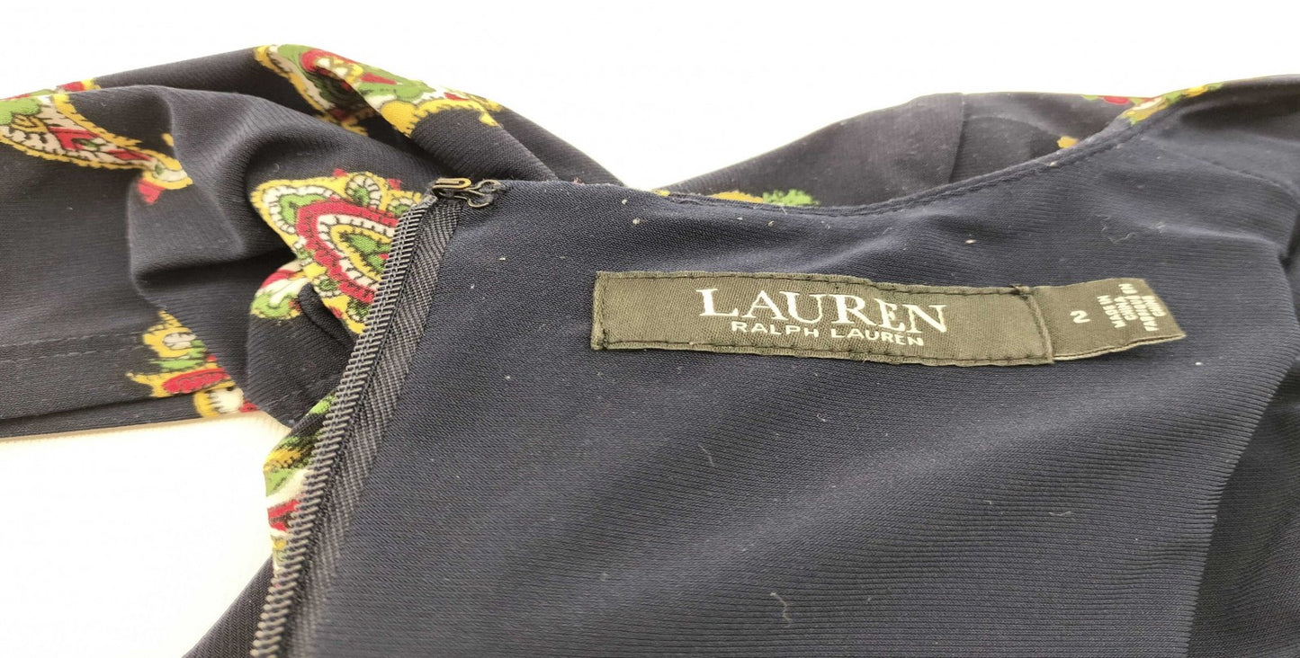 Lauren Ralph Lauren Women’s Paisley Dress Navy Long Sleeve Size 2