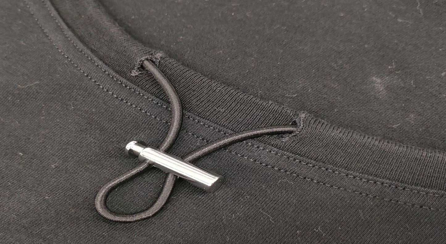 GUCCI Drawstring Neck Logo T-Shirt Black XS Made in Italy