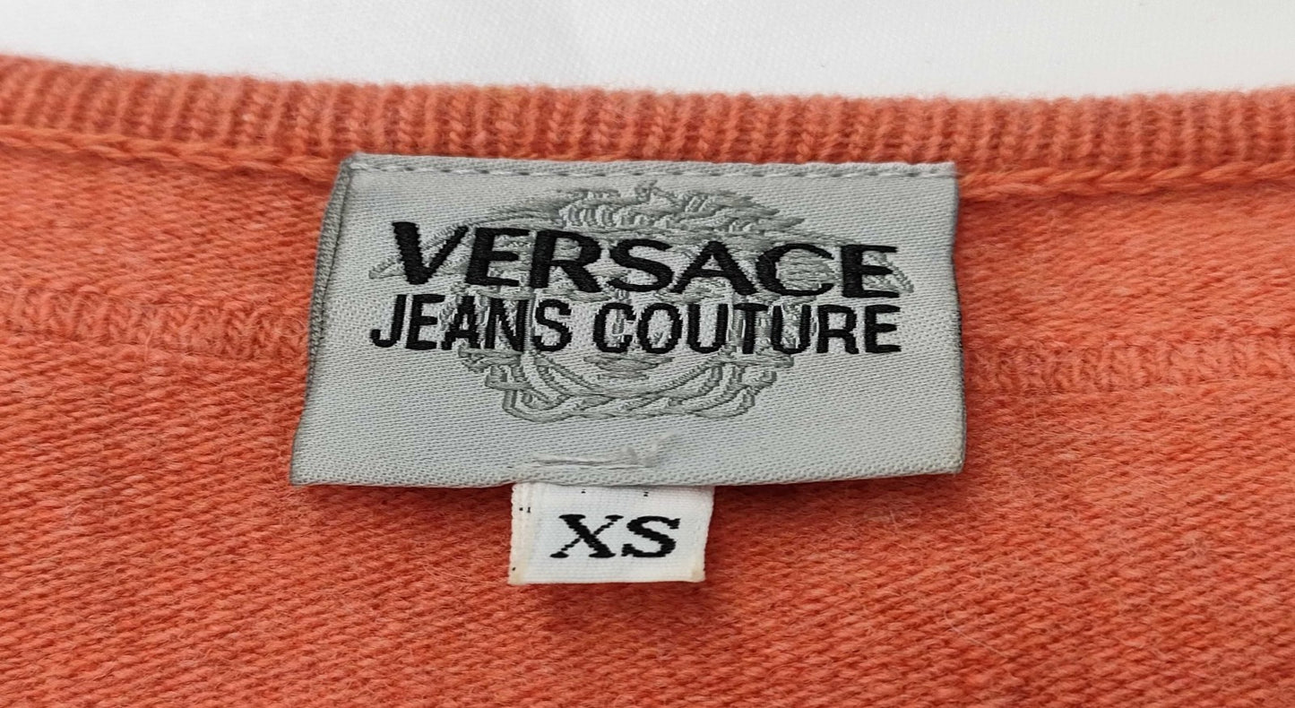 VERSACE Knit Dress Orange XS Sleeveless Made in Italy