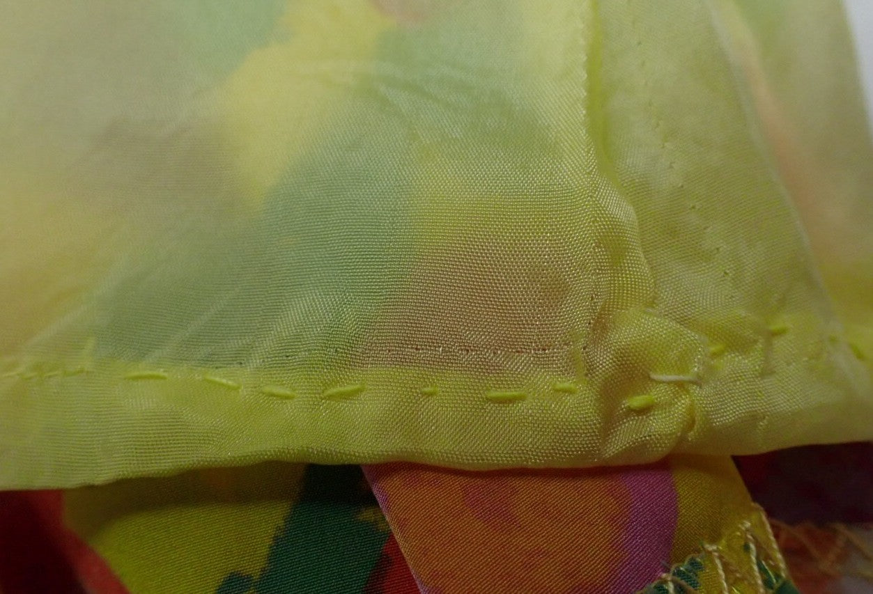 BALENCIAGA Paris Floral Print Flare Skirt Size 38 Yellow Polyester Japan