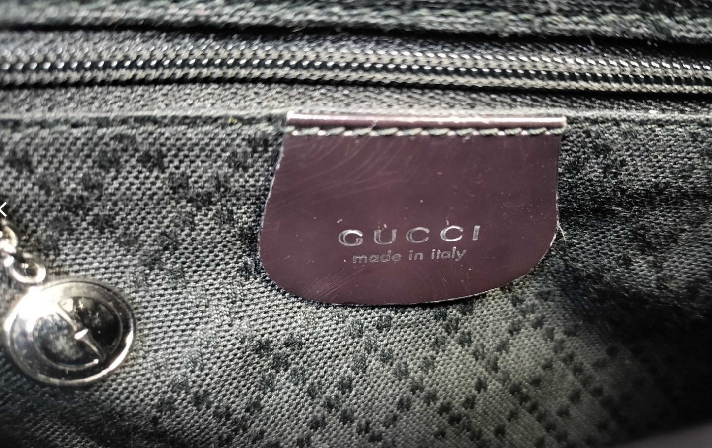 GUCCI Bamboo Backpack Black Nylon Leather Drawstring Bag Vintage