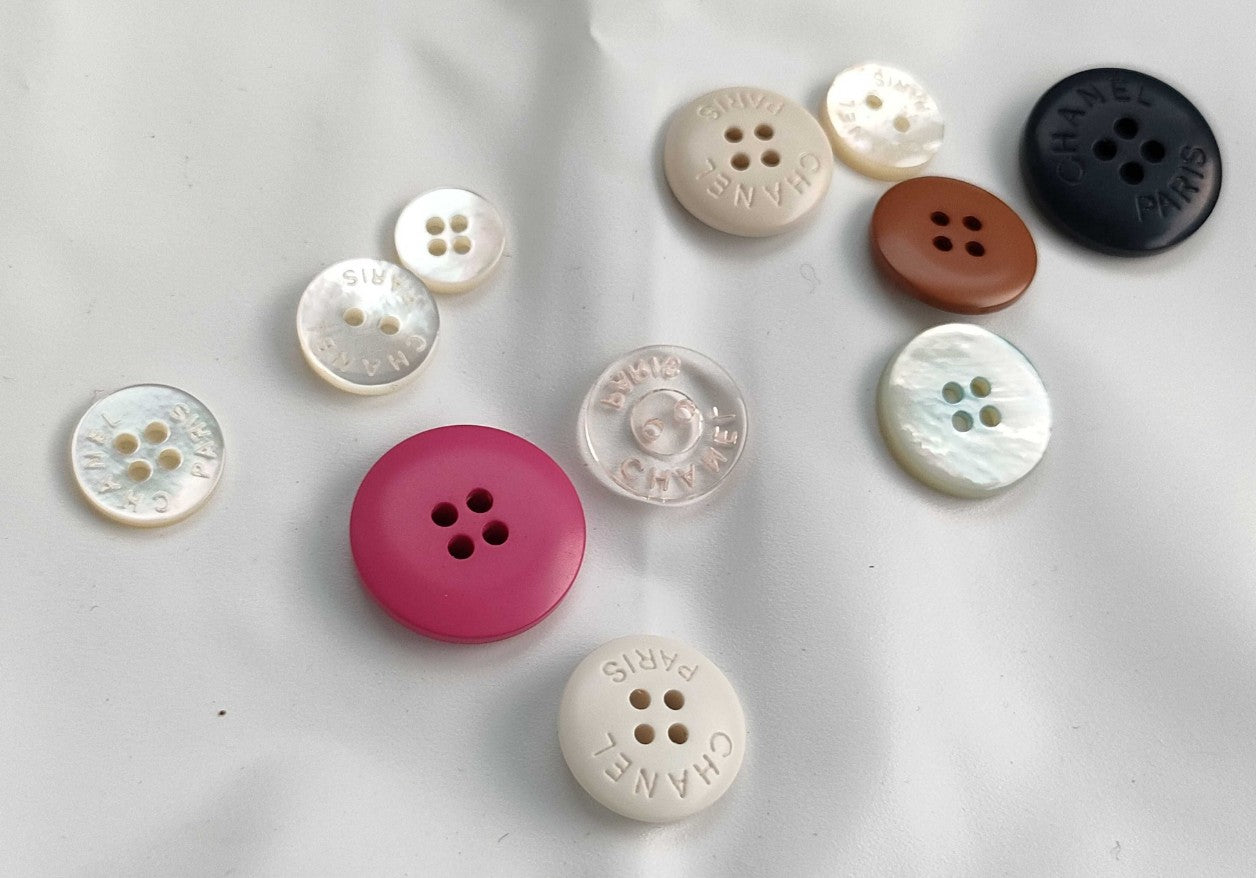 CHANEL Paris Buttons Set of 11 Genuine Replacement Parts White Black Pink Brown