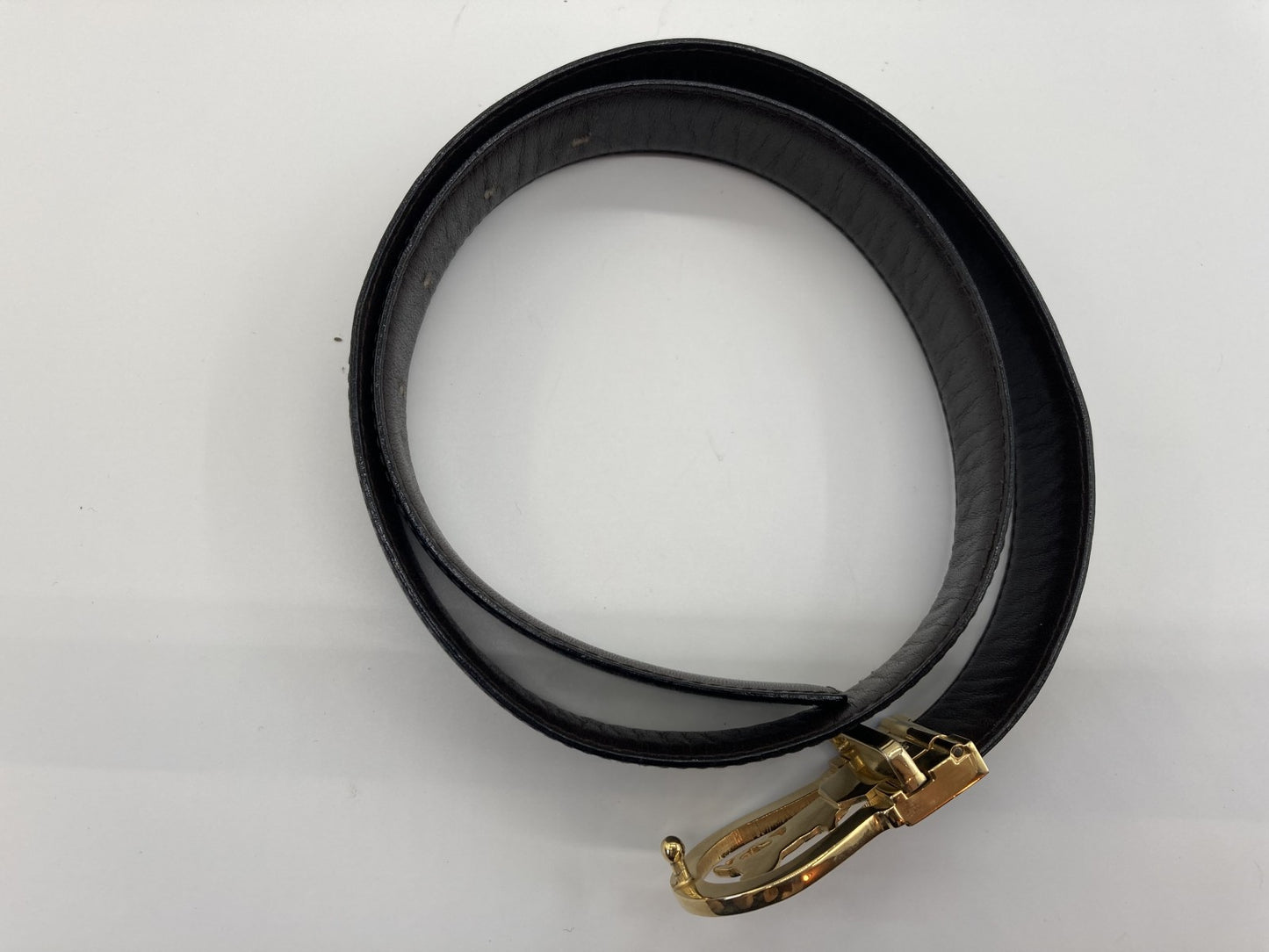 Celine black leather belt with carriage hardware, length 86cm, width 3cm