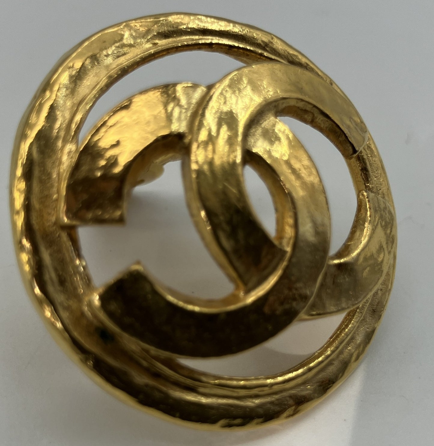 CHANEL Coco Mark Clip-On Earring 94P Vintage Gold Tone Single Piece 3.5cm Authentic