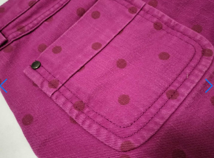 Louis Vuitton Pink Denim Mini Skirt Size 38 Polka Dot Embroidery Italy