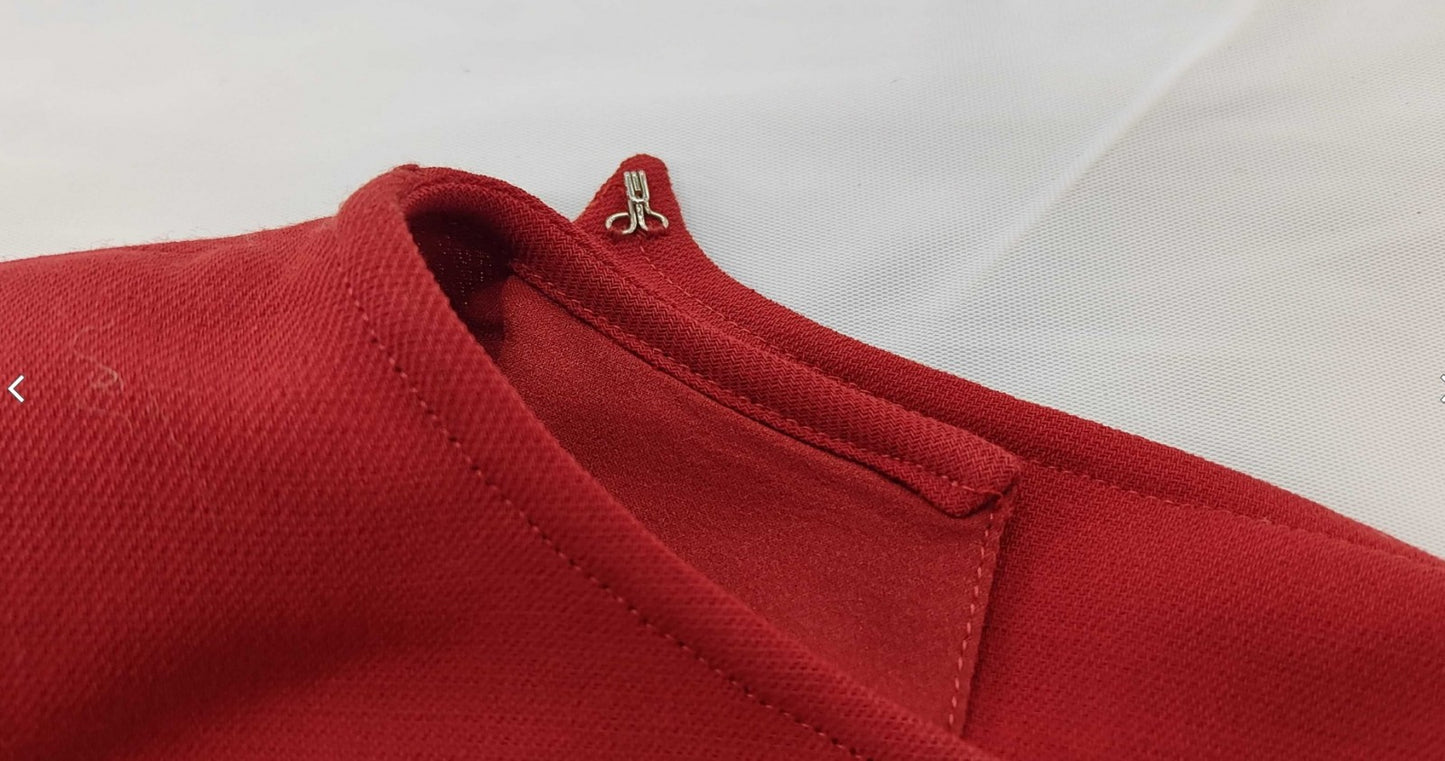 Valentino Garavani Boutique Red Long Dress Size 8 Italy Ruffle Button Vintage