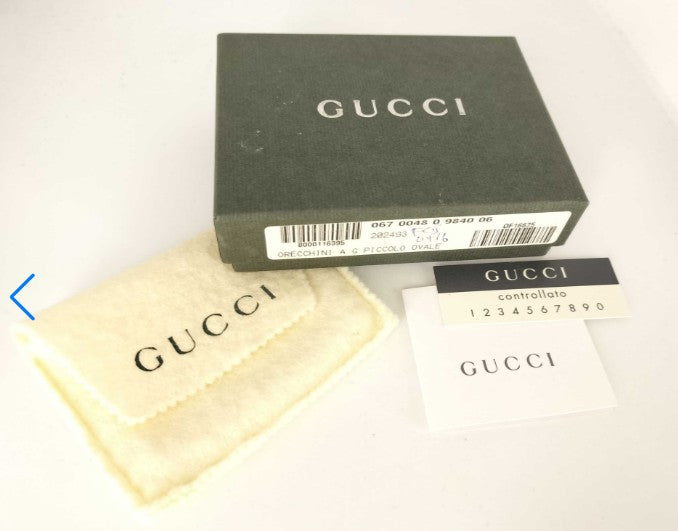 GUCCI 925 Sterling Silver G Oval Earrings Made in Italy Box Pouch