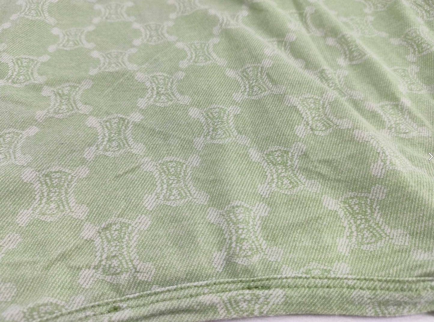 CELINE Macadam Monogram Stretch T Shirt Green Short Sleeve Women's Top