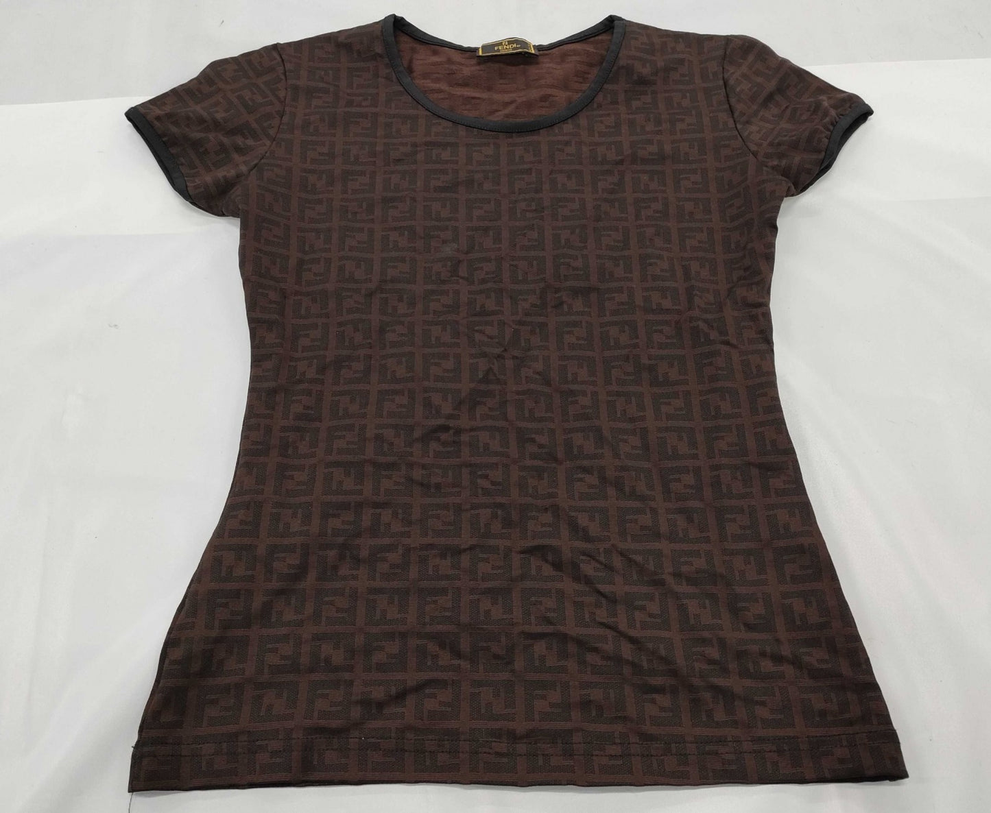 FENDI Zucca Pattern Short Sleeve T-Shirt Brown