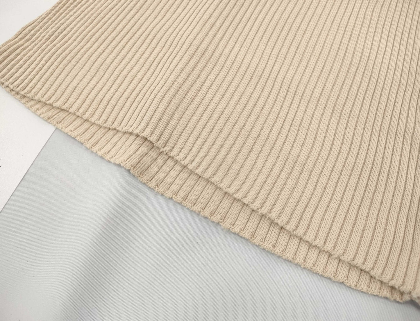 CELINE Paris Flare Pants Ecru Beige Rib Knit High Waist Pull-On Size 36 Made in Italy