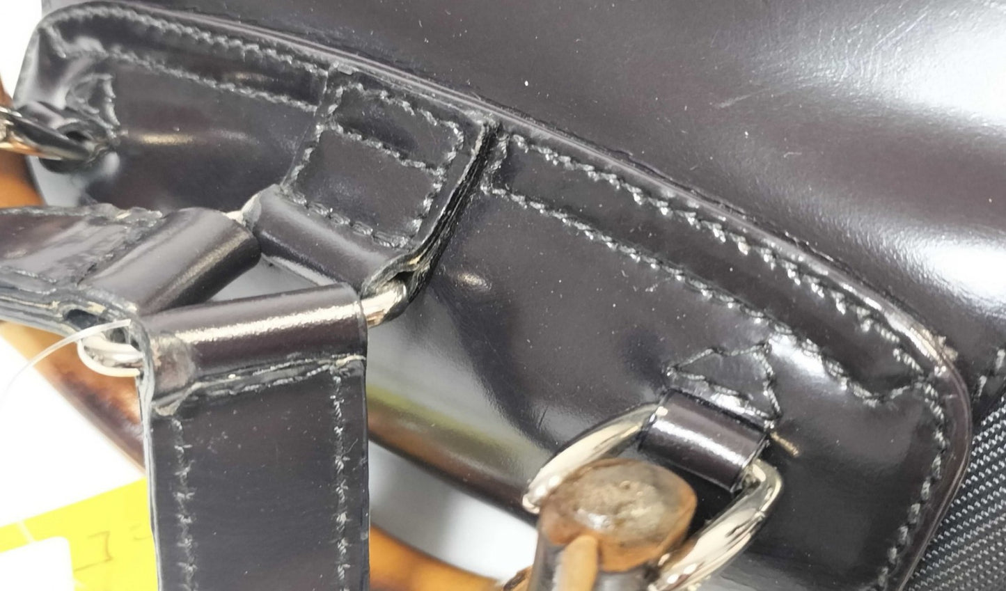 GUCCI Bamboo Backpack Black Nylon Leather Drawstring Bag Vintage