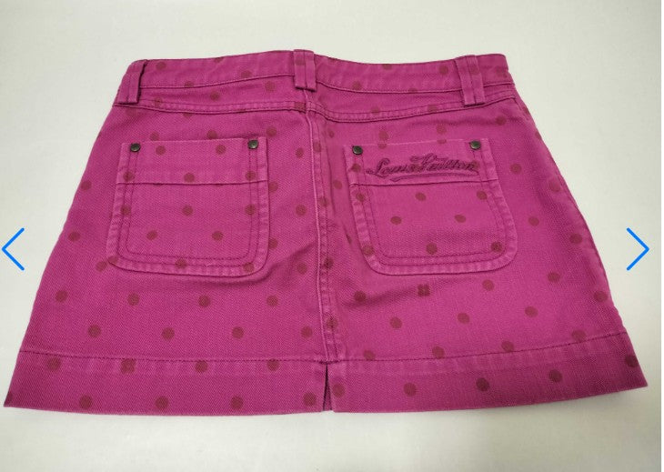 Louis Vuitton Pink Denim Mini Skirt Size 38 Polka Dot Embroidery Italy