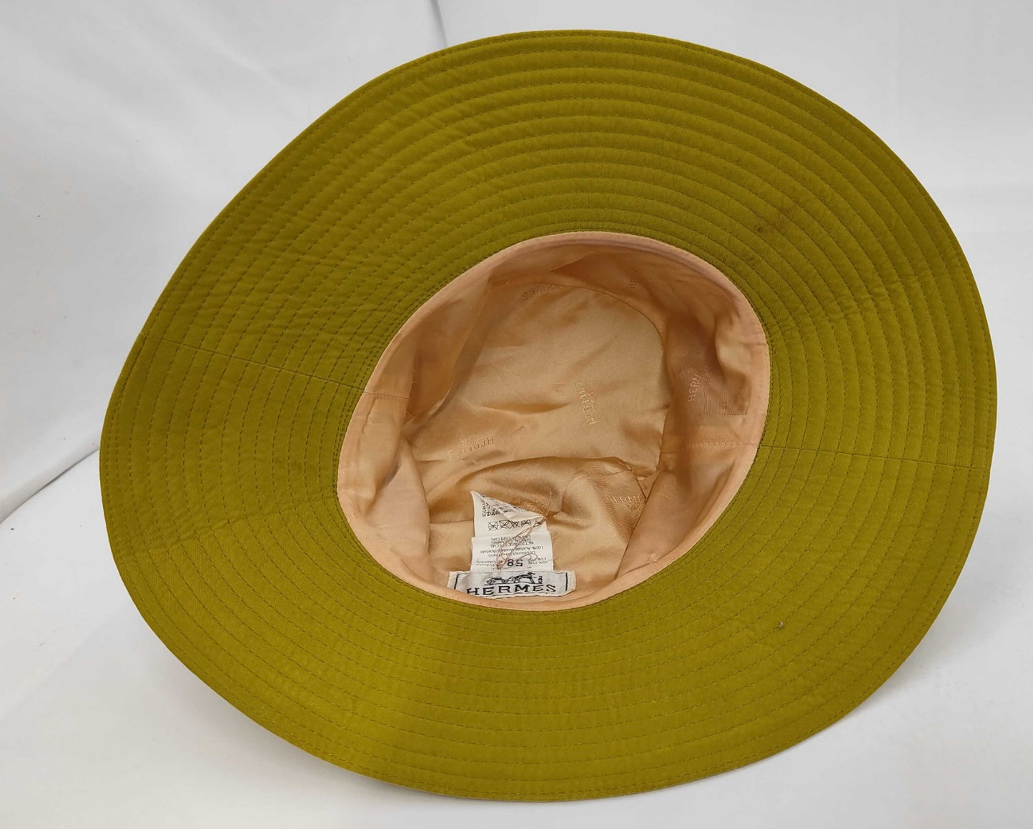 HERMES Bucket Hat Yellow Size 58 Made in France Polyester Nylon