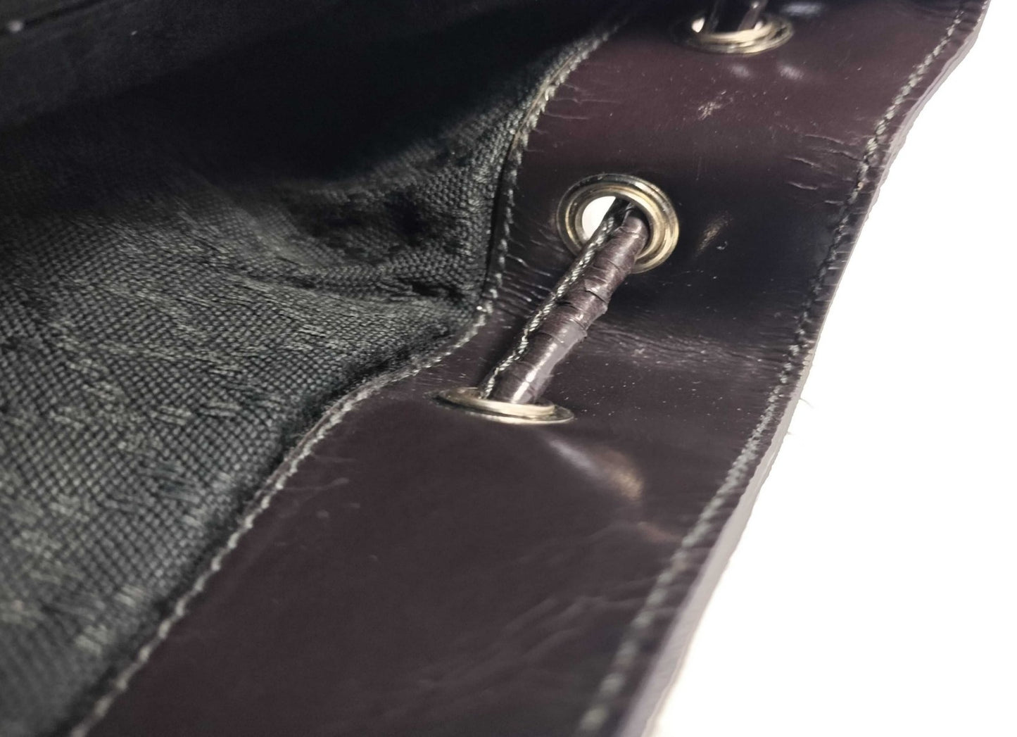 GUCCI Bamboo Backpack Black Nylon Leather Drawstring Bag Vintage