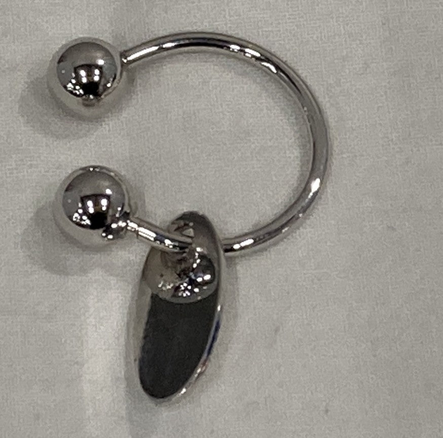 Cartier Sterling Silver Key Ring Bag Charm Oval Plate Screw Ring