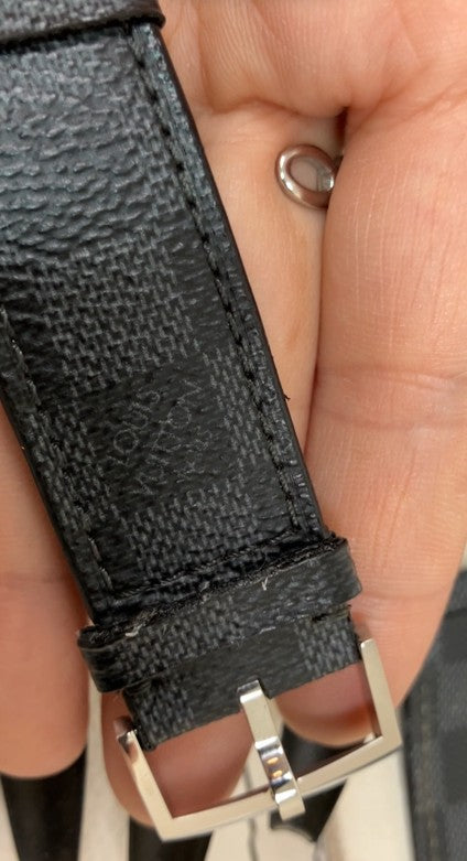 Louis Vuitton Damier Graphite Watch Strap 12mm Buckle LV Genuine
