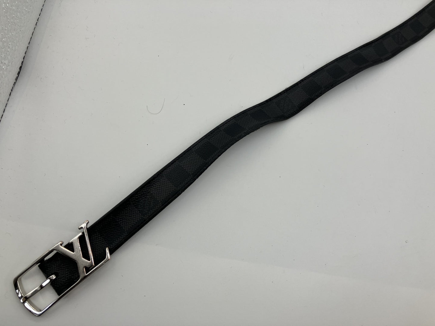 LOUIS VUITTON Santur Initial Damier Graphite Belt M6057V Total length approx. 106cm Width approx. 3cm Black &amp; Silver Free shipping 