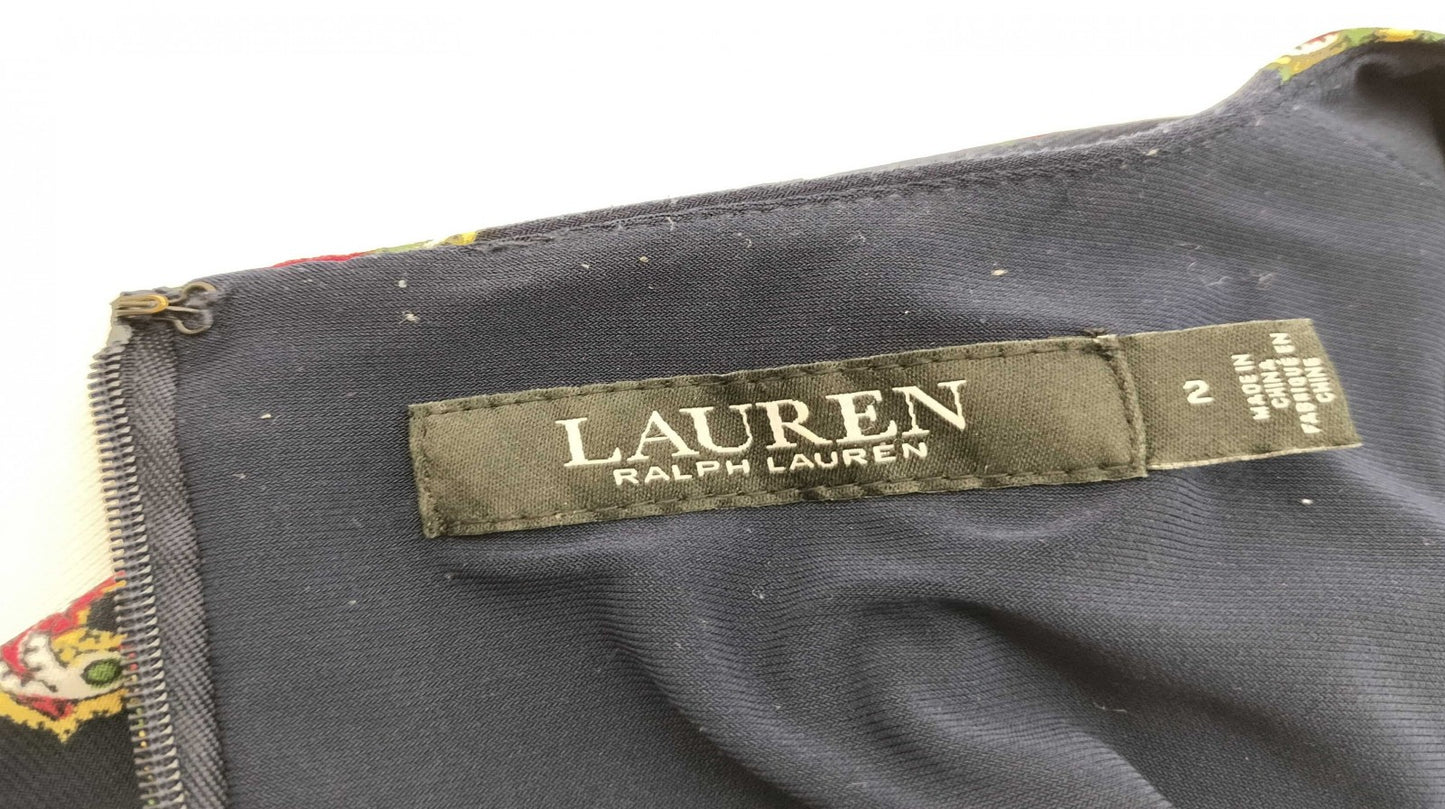 Lauren Ralph Lauren Women’s Paisley Dress Navy Long Sleeve Size 2