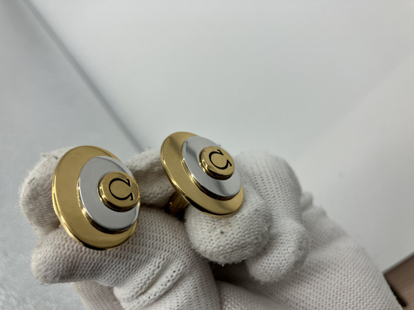 OMEGA cufflinks, large size, gold and silver, with external box