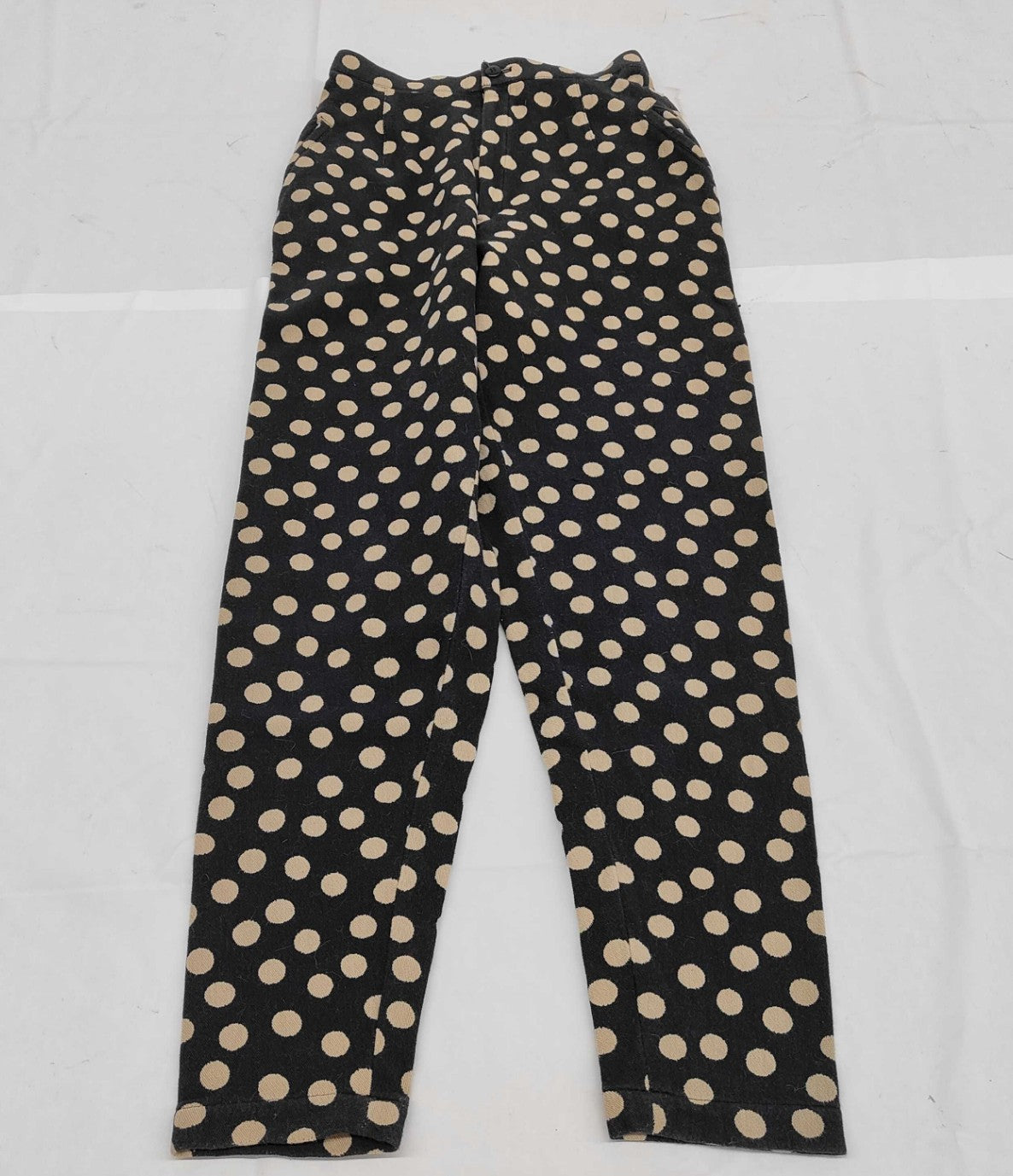 ISSEY MIYAKE 1986 Polka Dot Stretch Pants Size 9 Black Beige Japan VTG