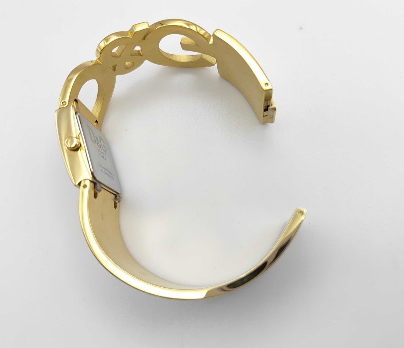 DOLCE&GABBANA D&G Logo Bangle Bracelet Watch Gold Tone Quartz Women's