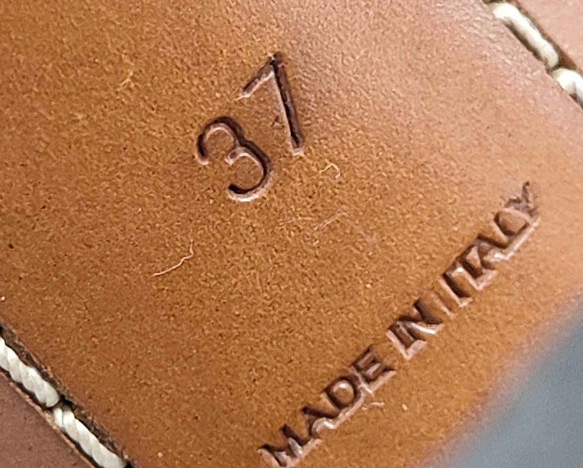 Louis Vuitton Damier Flower Sandals 37 Brown Block Heel Slingback Italy