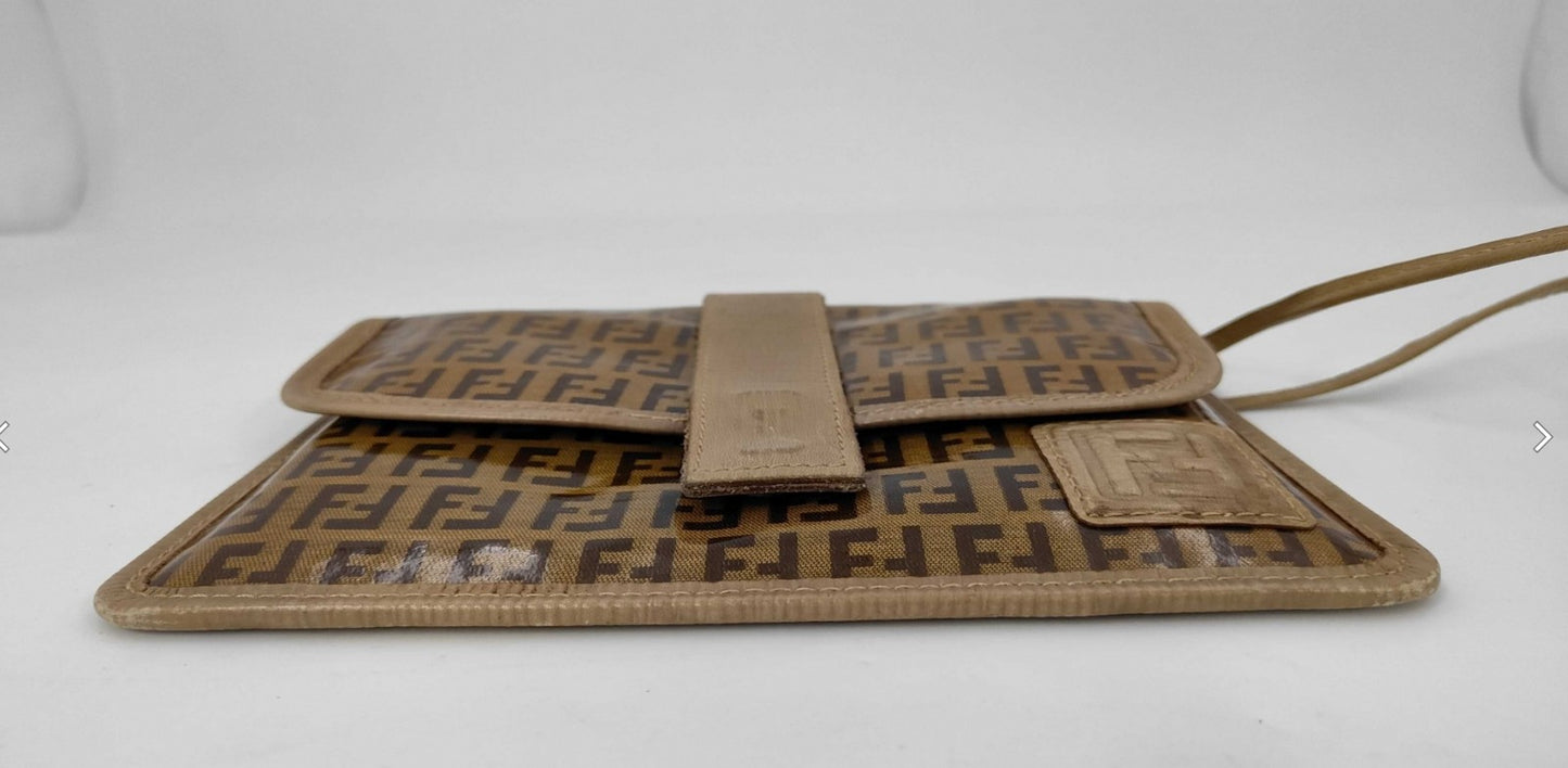 FENDI Zucca FF Monogram PVC Leather Crossbody Shoulder Bag Brown Italy