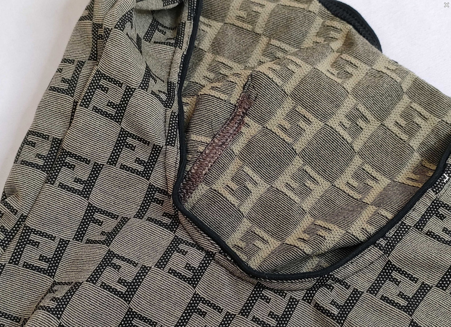 FENDI FF Monogram One Piece Swimsuit Beige Brown Size 40 Made in Italy
