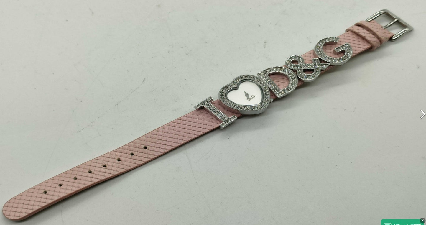 Dolce & Gabbana I Love D&G Heart Quartz Women's Watch Pink Leather Working