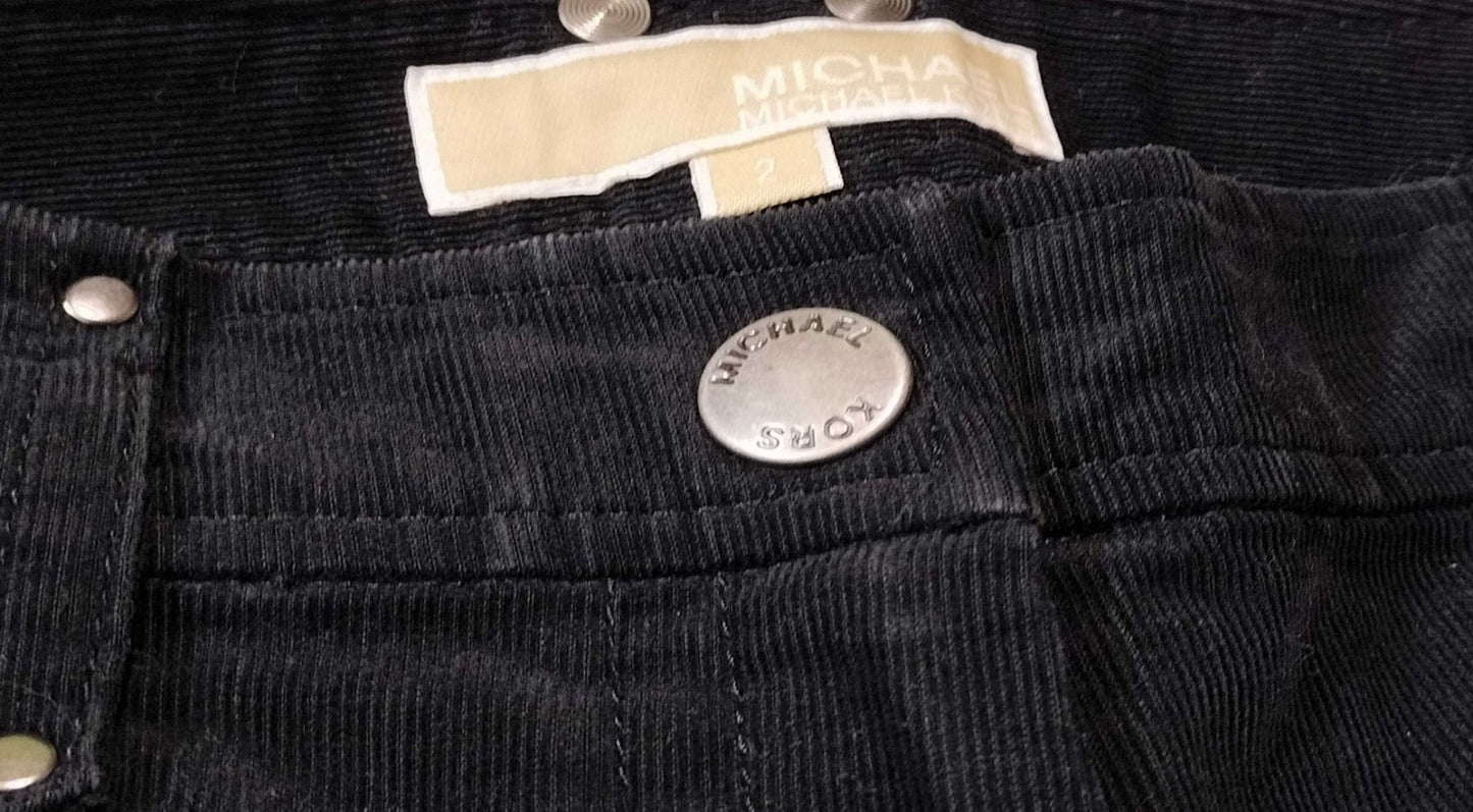 Michael Kors Black Corduroy Bootcut Pants Women Size 2 Flare