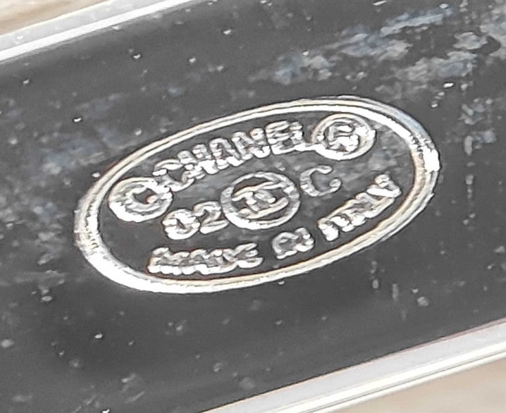 CHANEL 02C CC Logo Padlock Charm Ivory Silver Bag Charm Parts Italy Auth
