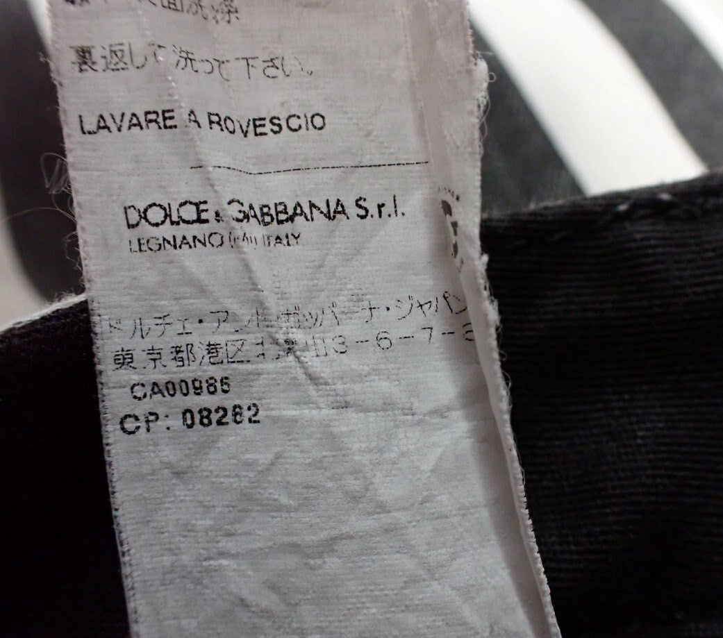 DOLCE & GABBANA Striped Stretch Denim Skinny Pants Black White Size 38 Italy