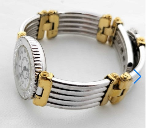 LEONARD 7424 Women's Quartz Watch Date Bangle Bracelet Swiss Made Working