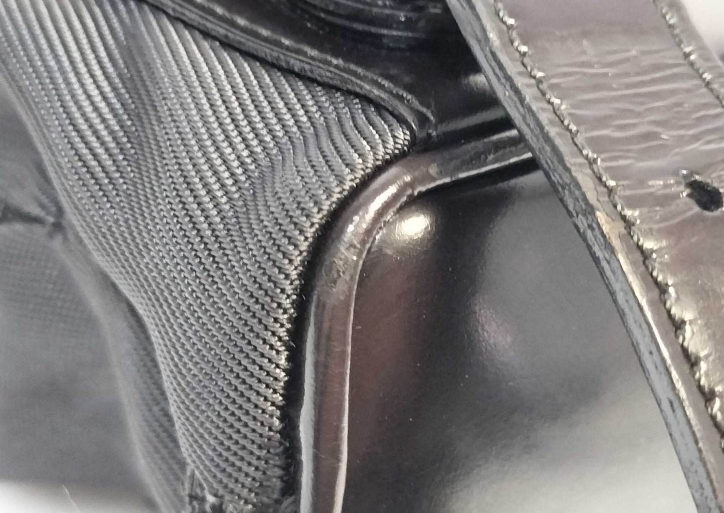 GUCCI Bamboo Backpack Black Nylon Leather Drawstring Bag Vintage