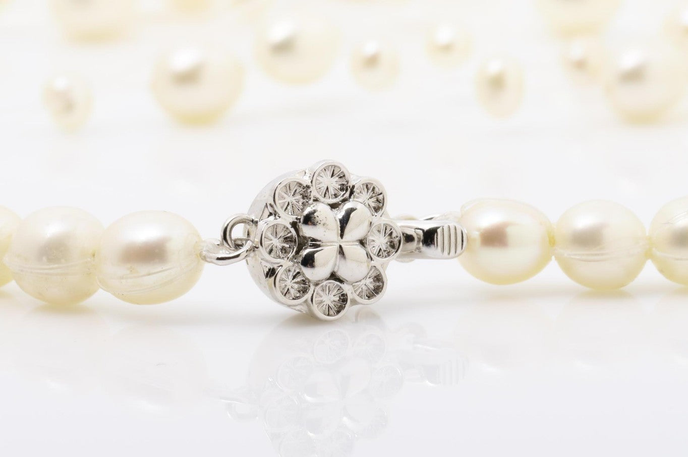 Freshwater Pearl Multi Strand Necklace 49cm 3.2-6.0mm Cluster Pearl Silver Clasp Box