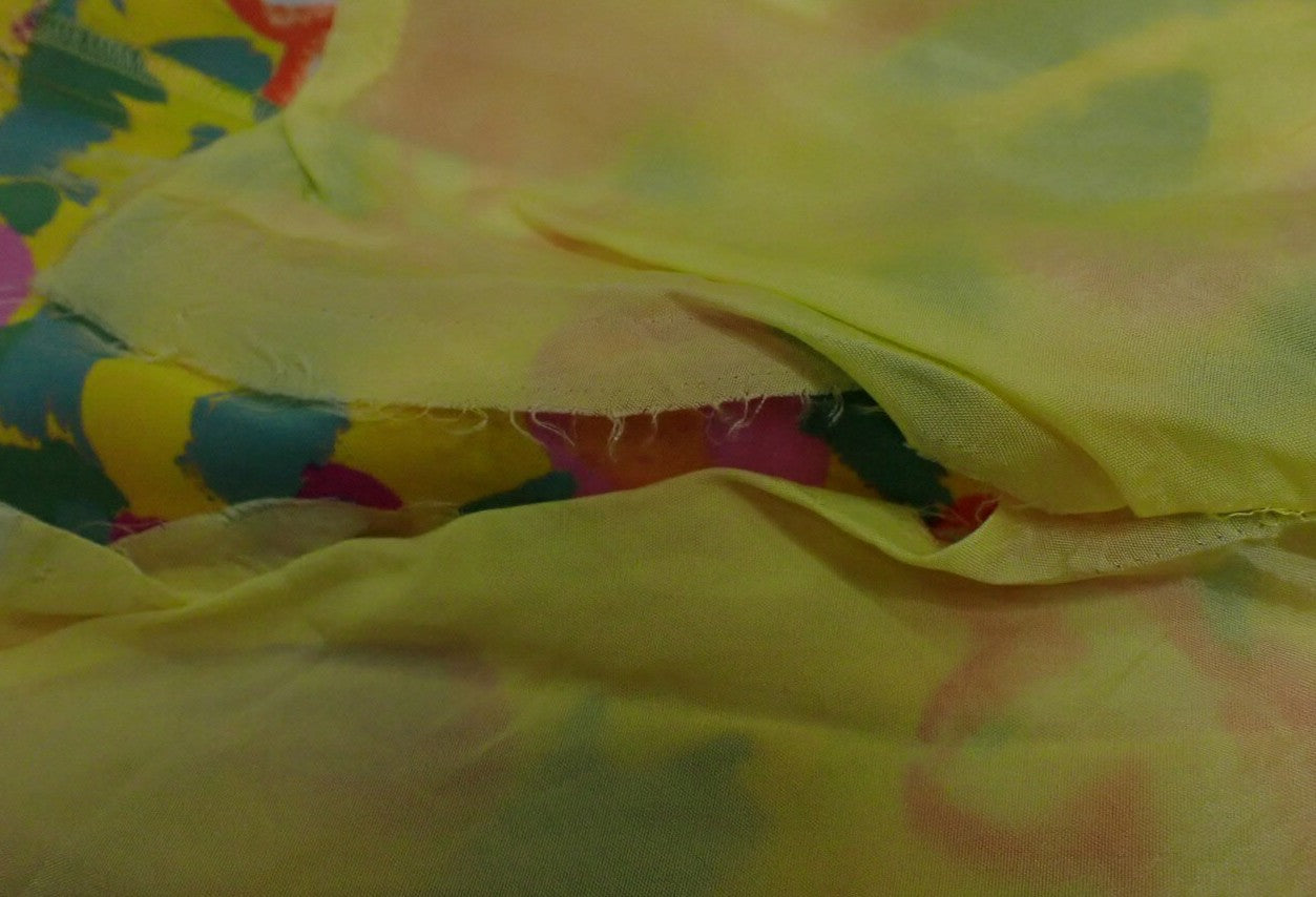 BALENCIAGA Paris Floral Print Flare Skirt Size 38 Yellow Polyester Japan