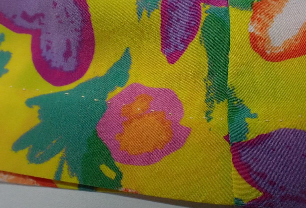 BALENCIAGA Paris Floral Print Flare Skirt Size 38 Yellow Polyester Japan